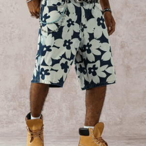 Men's Stylish Versatile Summer Non-Stretch Wide-Leg Faux Denim Shorts