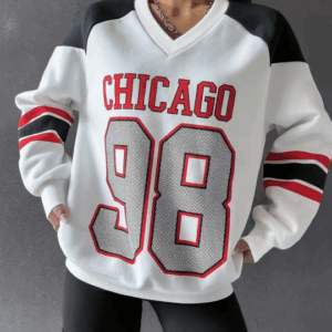 Women's Oversized Chicago 99 Number Lettering Sweatshirt