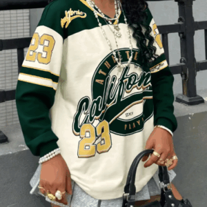 White & Brown Color Block Pullover with Number 23