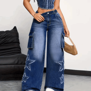 Women's High-Waisted Wide-Leg Cargo Jeans