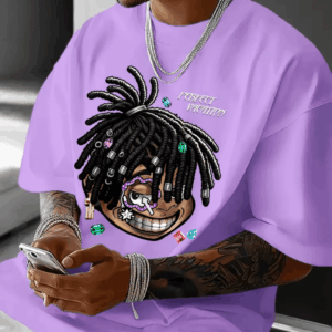 Men's Casual Graphic T-Shirt with Synthetic Gemstone